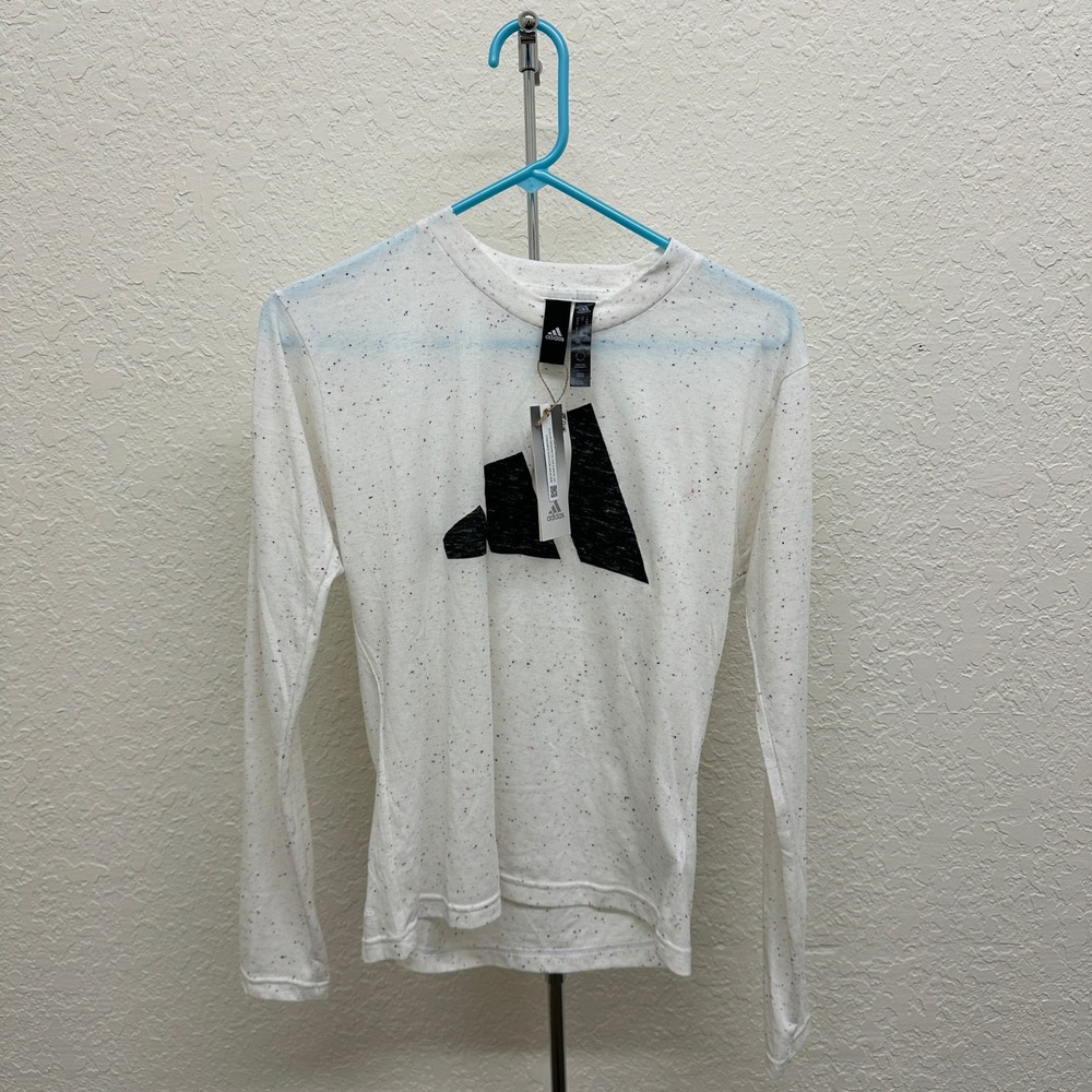 NWT Adidas Womens W WINRS LS Speckled Long Sleeve T-Shirt White HT4635 Size M